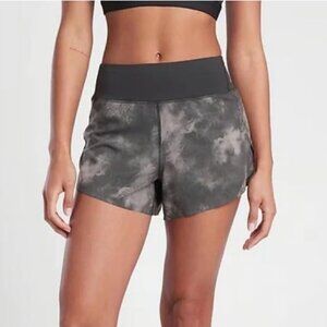 Athleta NWT Run With It Printed 3.5" Black and Gray Athletic Shorts